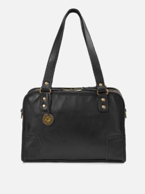 Versatile Leather Black Travel Bag