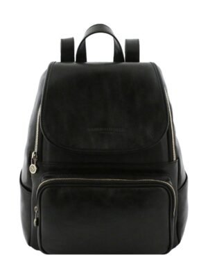 Black Leather Backpack - Classic design